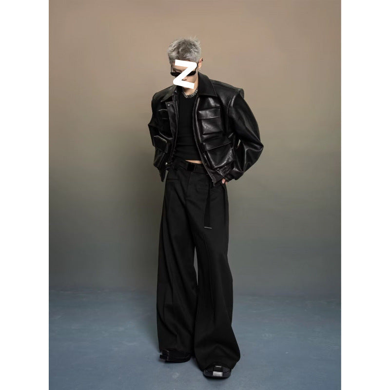 Korean Fashion Leisure Leather Jacket | Modern Cutting Design Outerwear