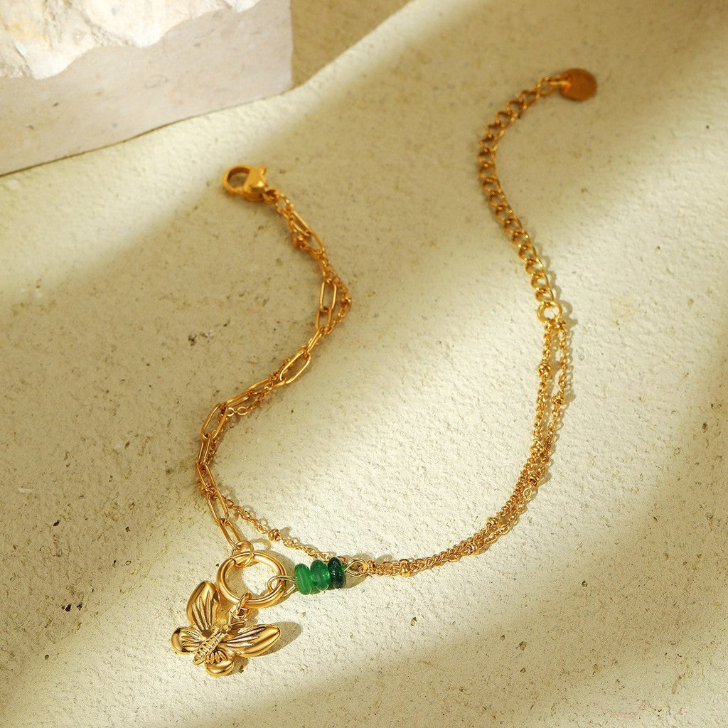 Durable Niche Ins Stainless Steel Natural Stone/Pearl Bangle