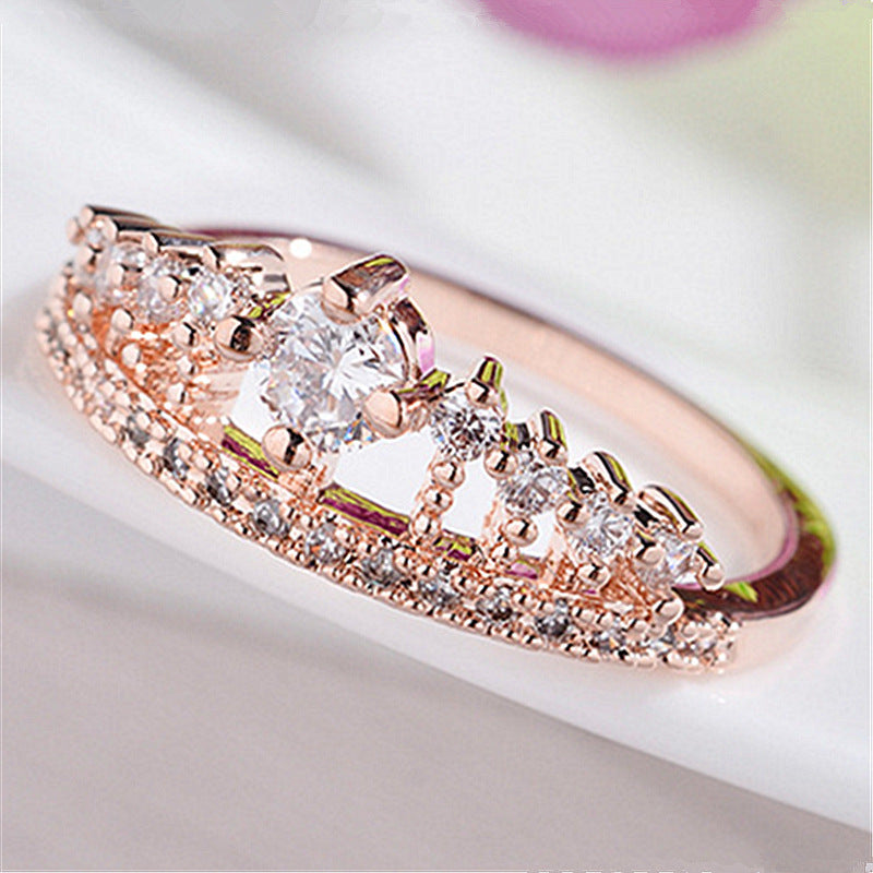 Women's Micro-Set Rhinestone Crown Ring