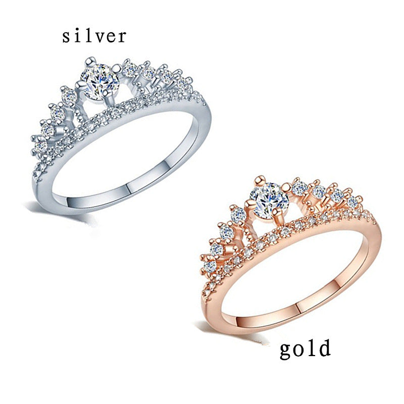 Women's Micro-Set Rhinestone Crown Ring