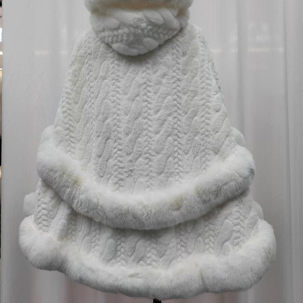 High-Grade Solid Color Flannel Cloak Shawl