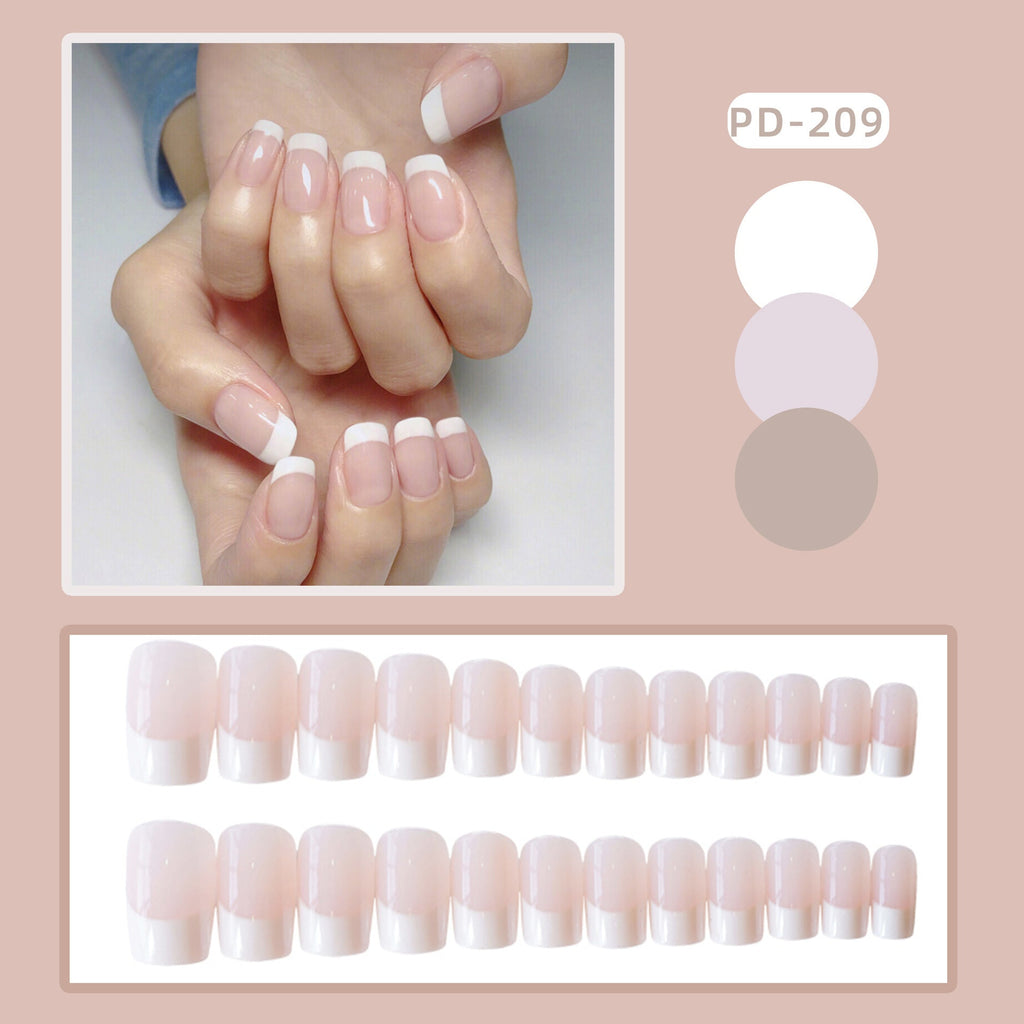 Full Set Long French Tip Press-On Nails