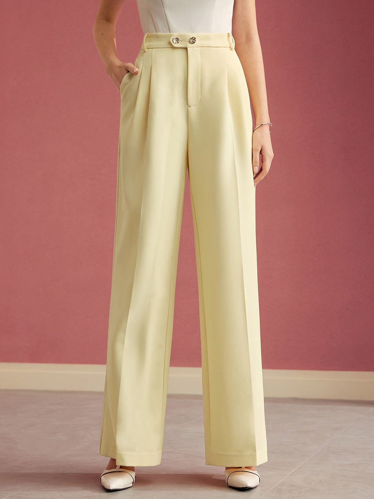 Flowy Elegant High Waist Wide Leg Trousers