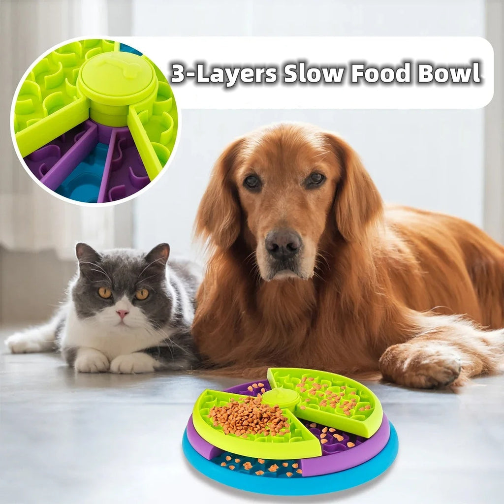 Dog & Cat Puzzle Feeder: Anti-Choking Slow Food Bowl with Rotating Game Board