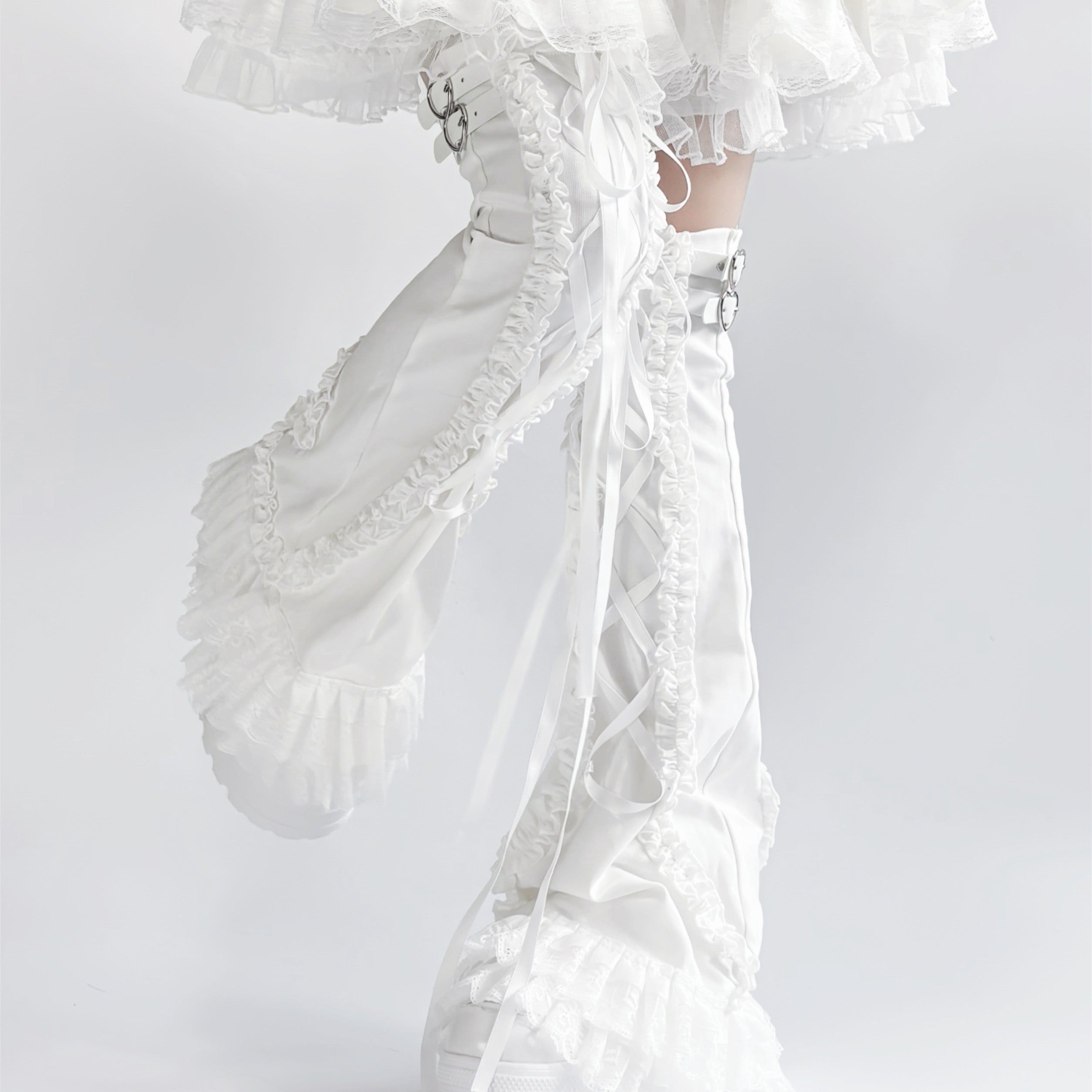 Versatile Lace Trim Over-the-Calf Slimming Socks