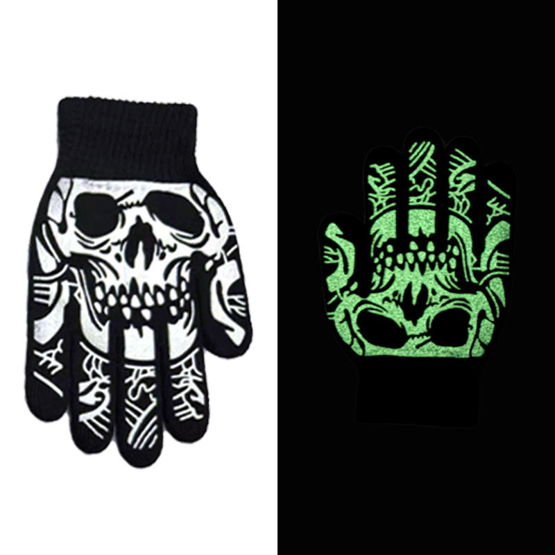 Halloween Skull Luminous Riding & Non-Slip Gloves