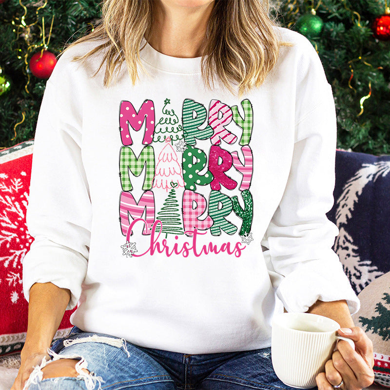 Festive Christmas Character Print Loose Fit Sweatshirt