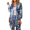 Women's Casual Boho Print Long Cardigan
