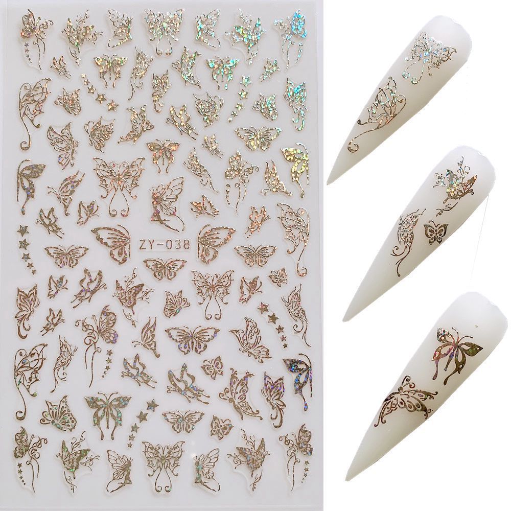 Shimmering Bronzed Butterfly Nail Decals