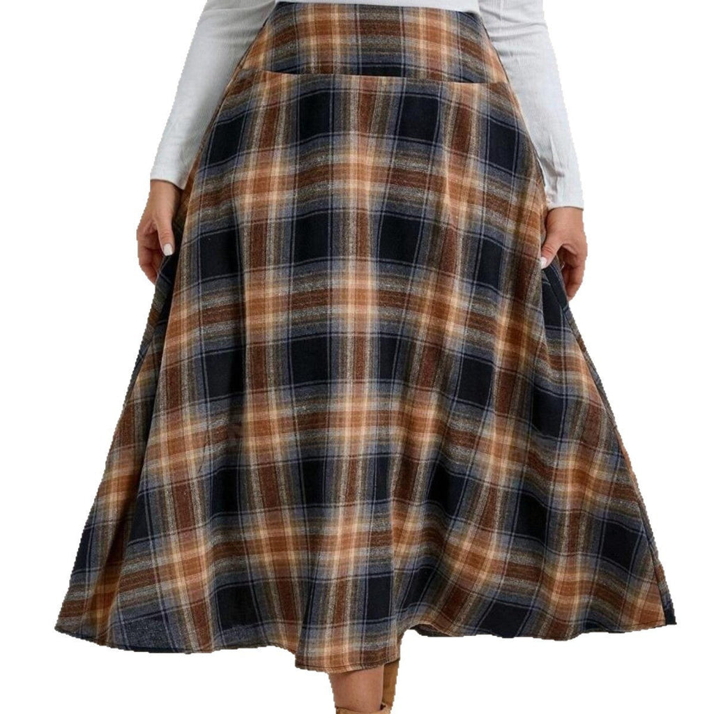 European/American Women's Flannel Plaid Skirt