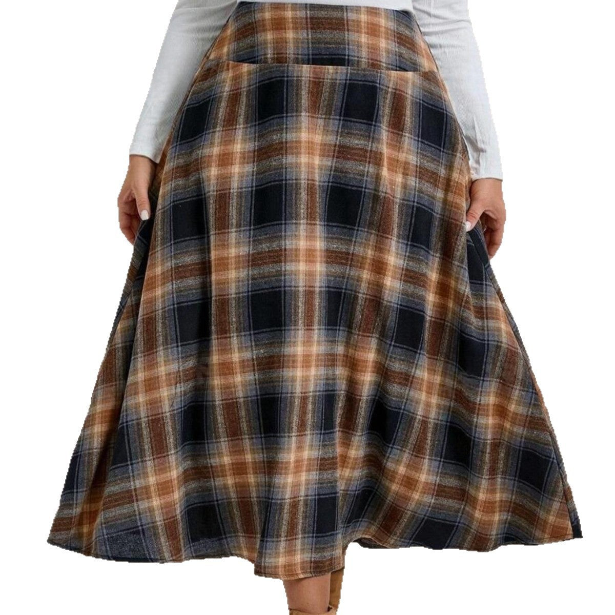 European/American Women's Flannel Plaid Skirt
