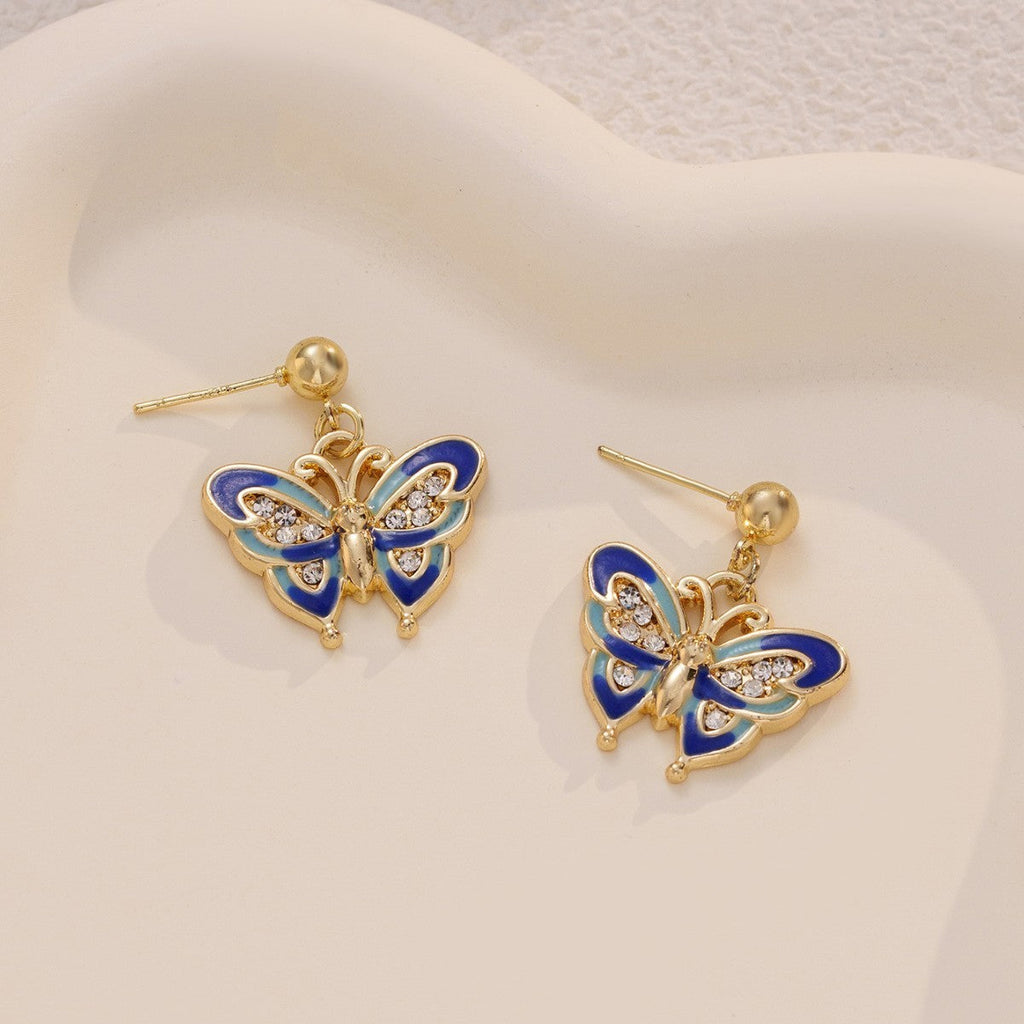 Dripping Oil Butterfly Stud Earrings