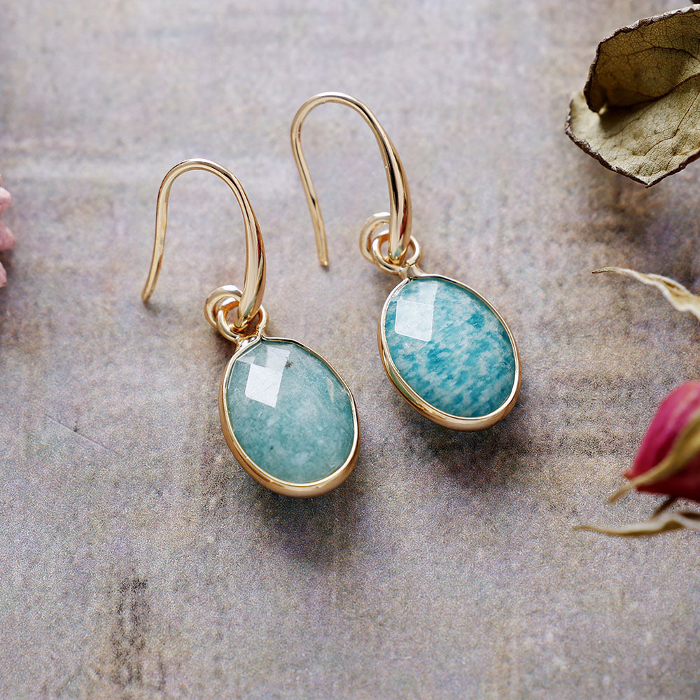 Natural Stone Crystal Ear Hook Earrings