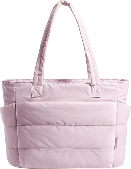 Puffy Bubble Tote Bag with Zipper Lightweight Quilted Puffer Tote Bag