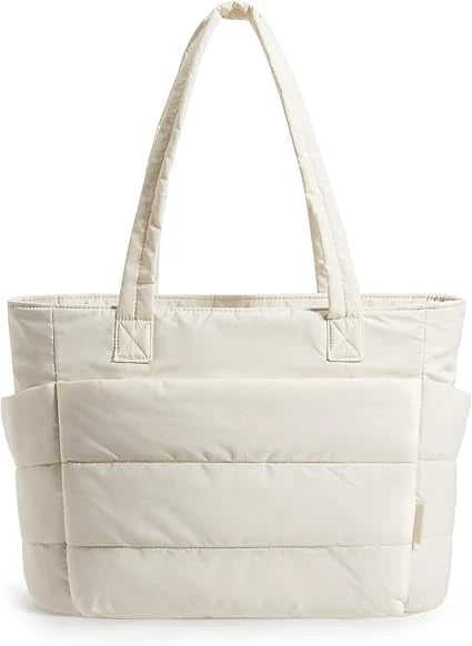 Puffy Bubble Tote Bag with Zipper Lightweight Quilted Puffer Tote Bag