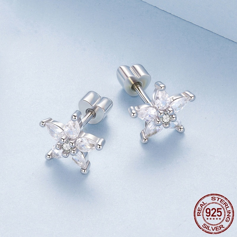 Original Shining Zircon Flower Stud Earrings