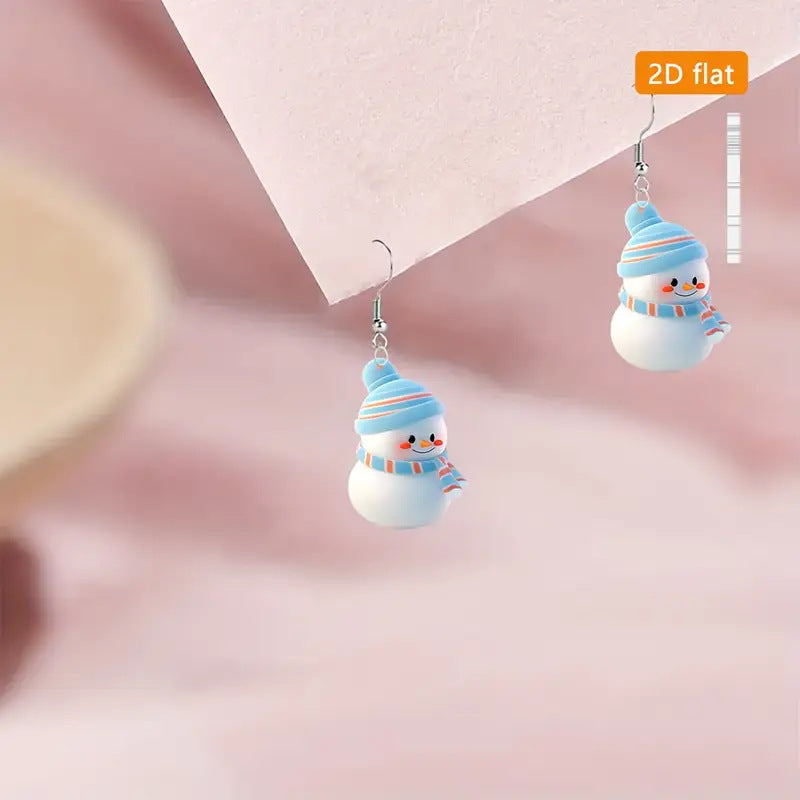 Charming Cartoon Snowman Holiday Earrings