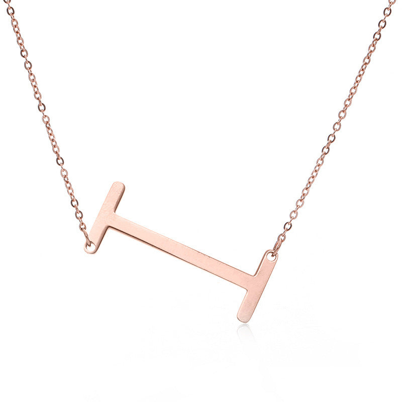 Rose Gold Plated Initial Letter Pendant Necklace