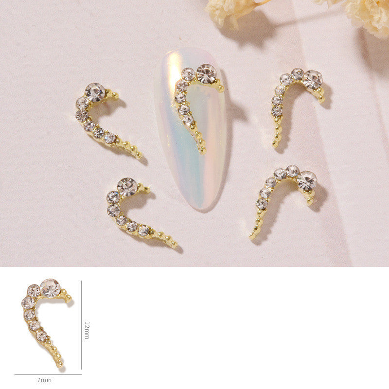Rhinestone & Alloy Heart Nail Decoration Set