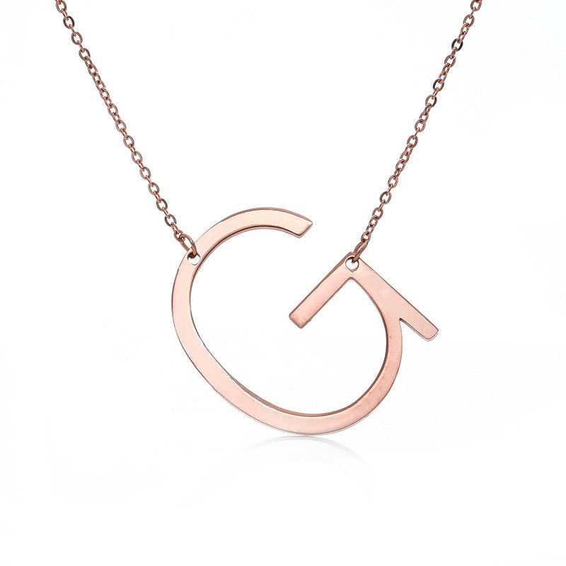 Rose Gold Plated Initial Letter Pendant Necklace