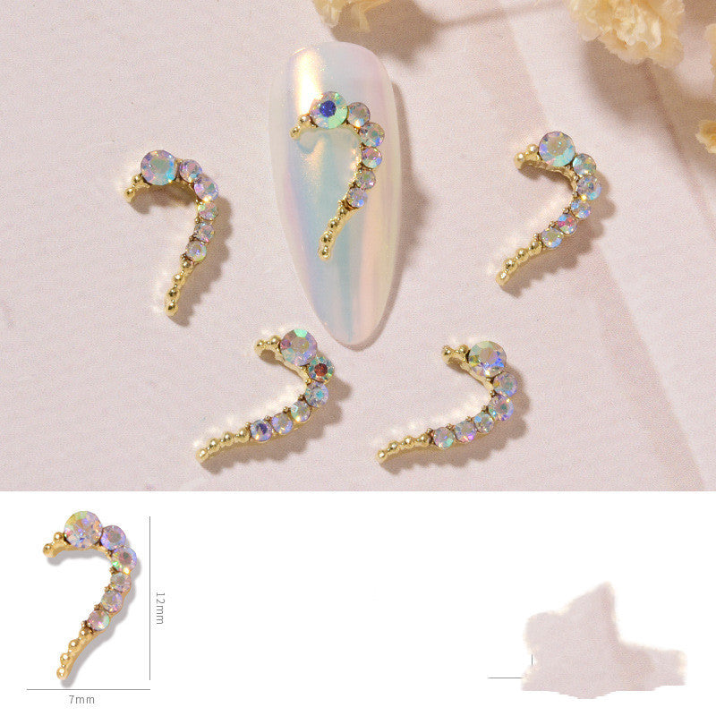Rhinestone & Alloy Heart Nail Decoration Set