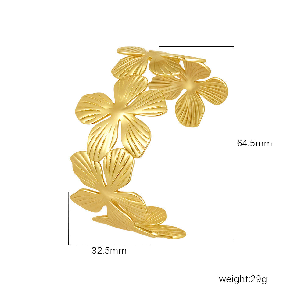 Chic Women's Open-End Stainless Steel C-Shaped Cuff Bracelet