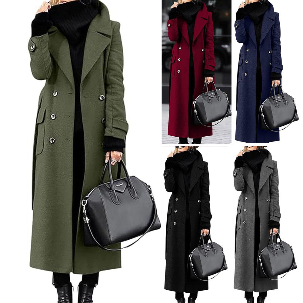 Women's Extended Length Thick Wool Coat