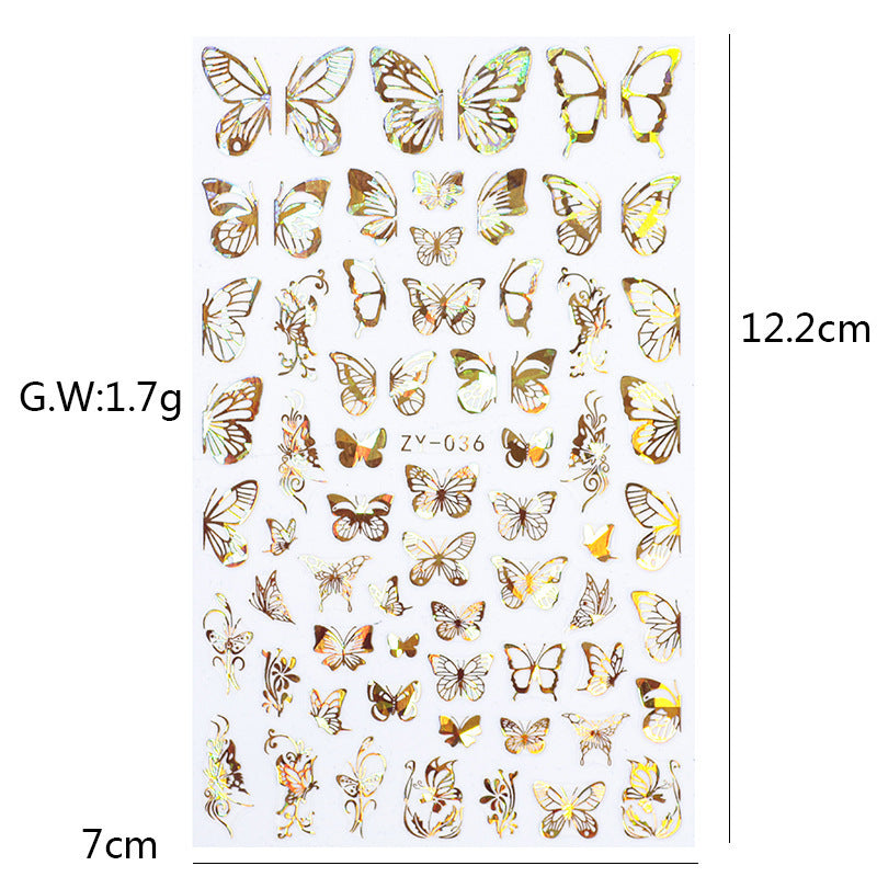 Shimmering Bronzed Butterfly Nail Decals