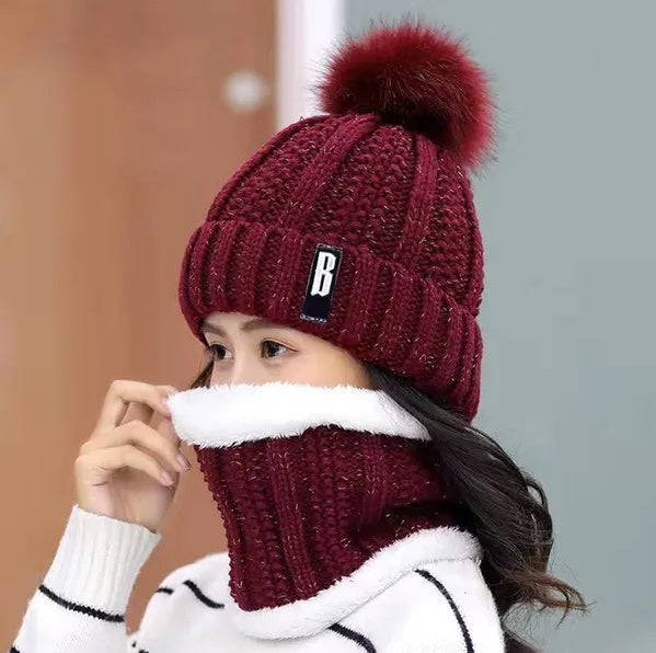 Thermal Knit Winter Hat and Scarf Combo