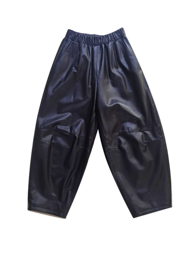 High Waist Wide-Leg Faux Leather Trousers