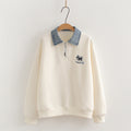 Trendy Polo Collar Stitching Pullover Sweater