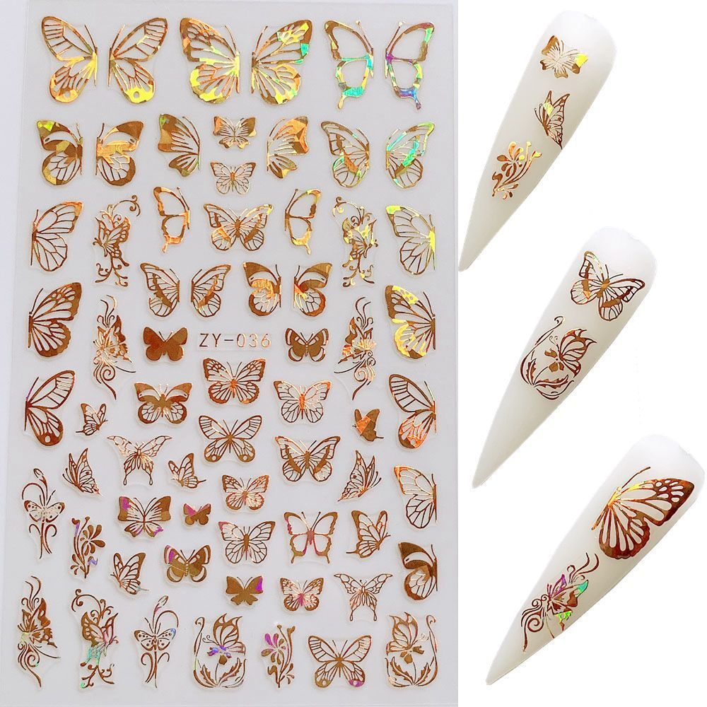 Shimmering Bronzed Butterfly Nail Decals