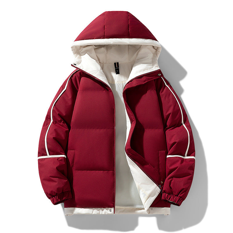 Oversized Drop-Shoulder Men's Puffer Jacket | Hooded Casual Cotton-Padded Coat