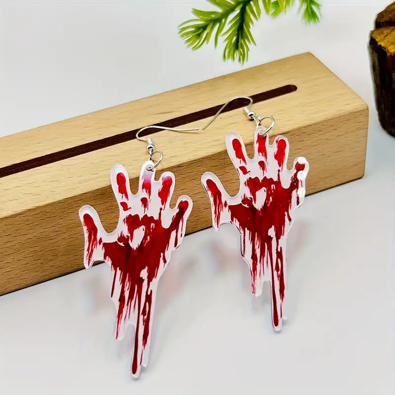 Creative Halloween Bleeding Palm Dangle Earrings
