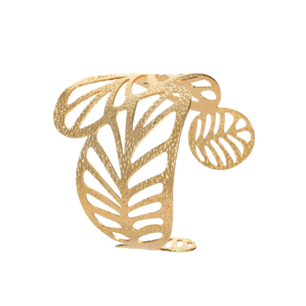 Elegant Stainless Steel Leaf Charm Wristband Bracelet