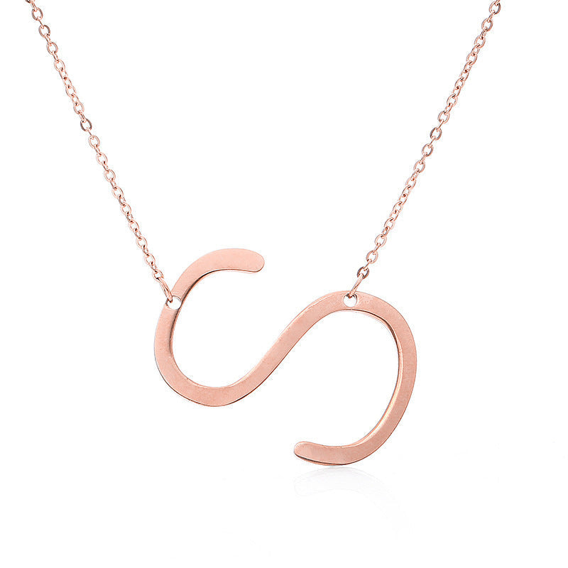 Rose Gold Plated Initial Letter Pendant Necklace