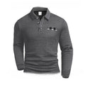 Men's Long Sleeve Waffle Polo Sweater | Casual Printed All-Match Pullover