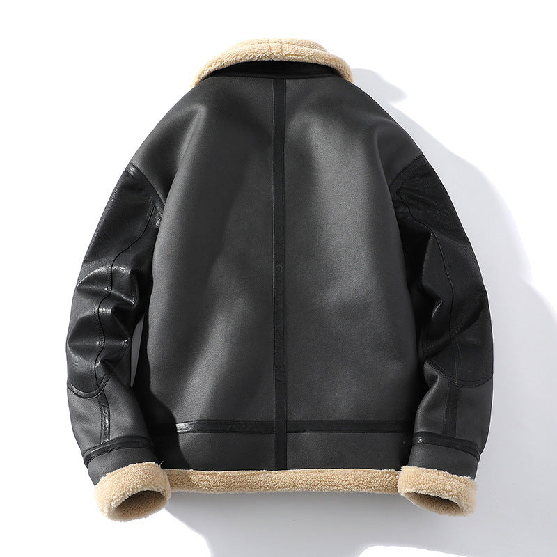 Premium Thickened Sheepskin Leather Jacket | Warm Fleece-Lined Short Winter Coat