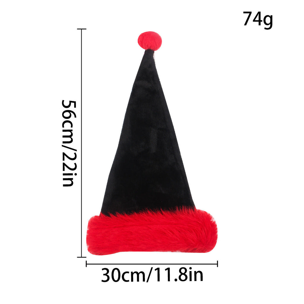 Halloween & Christmas Black Plush Santa Hat