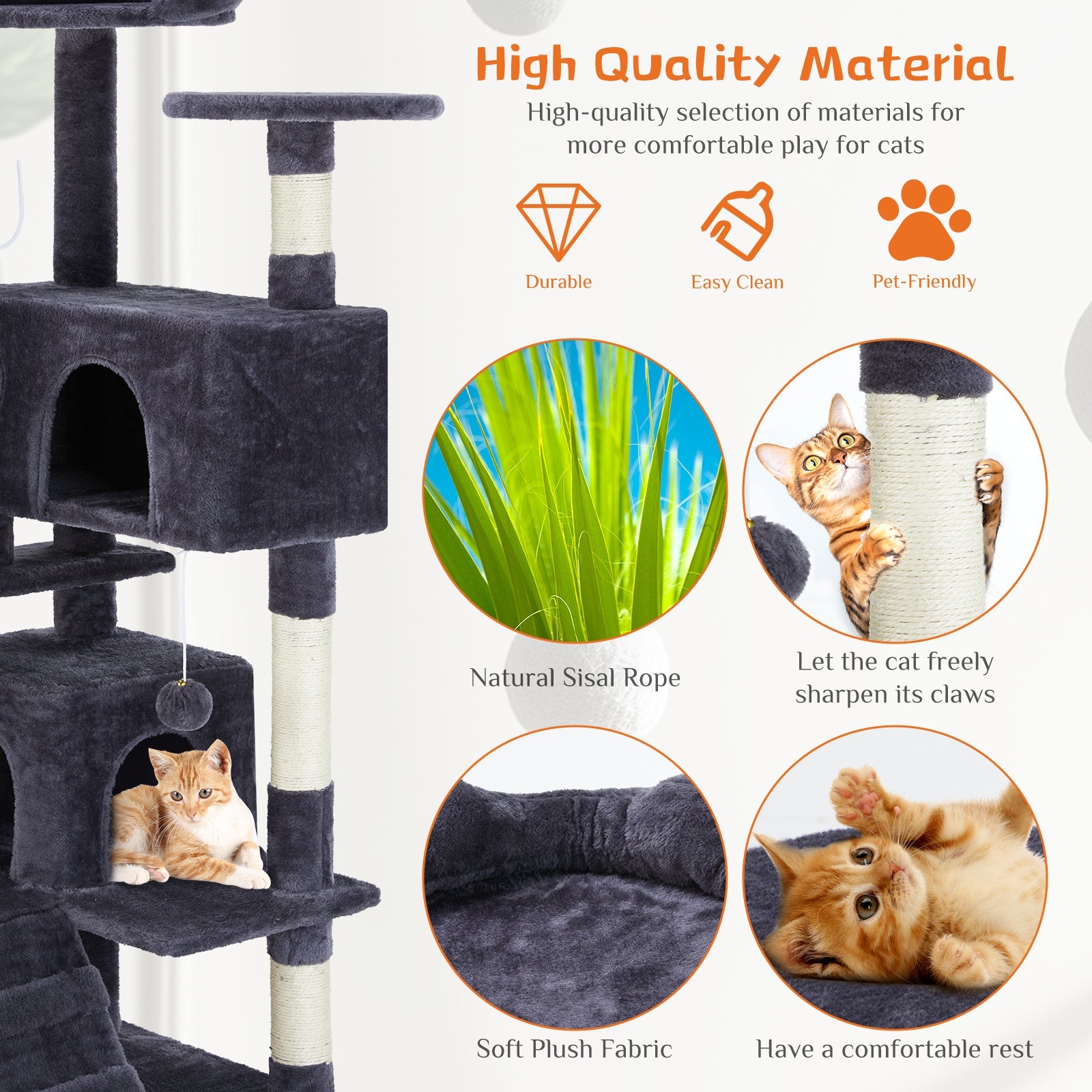 Deluxe Multi-Function Cat Treehouse | Large Indoor Pet Climbing Frame & Condo