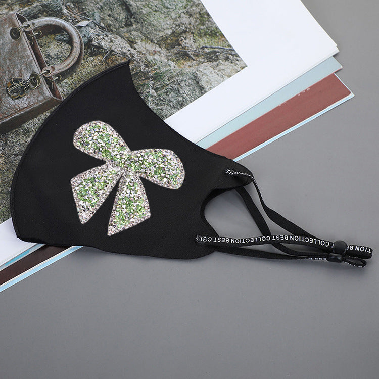 Rhinestone Smiley Butterfly Pattern Sun Block Face Mask