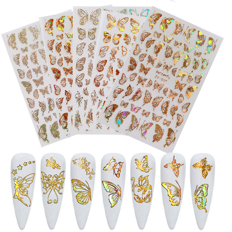 Shimmering Bronzed Butterfly Nail Decals