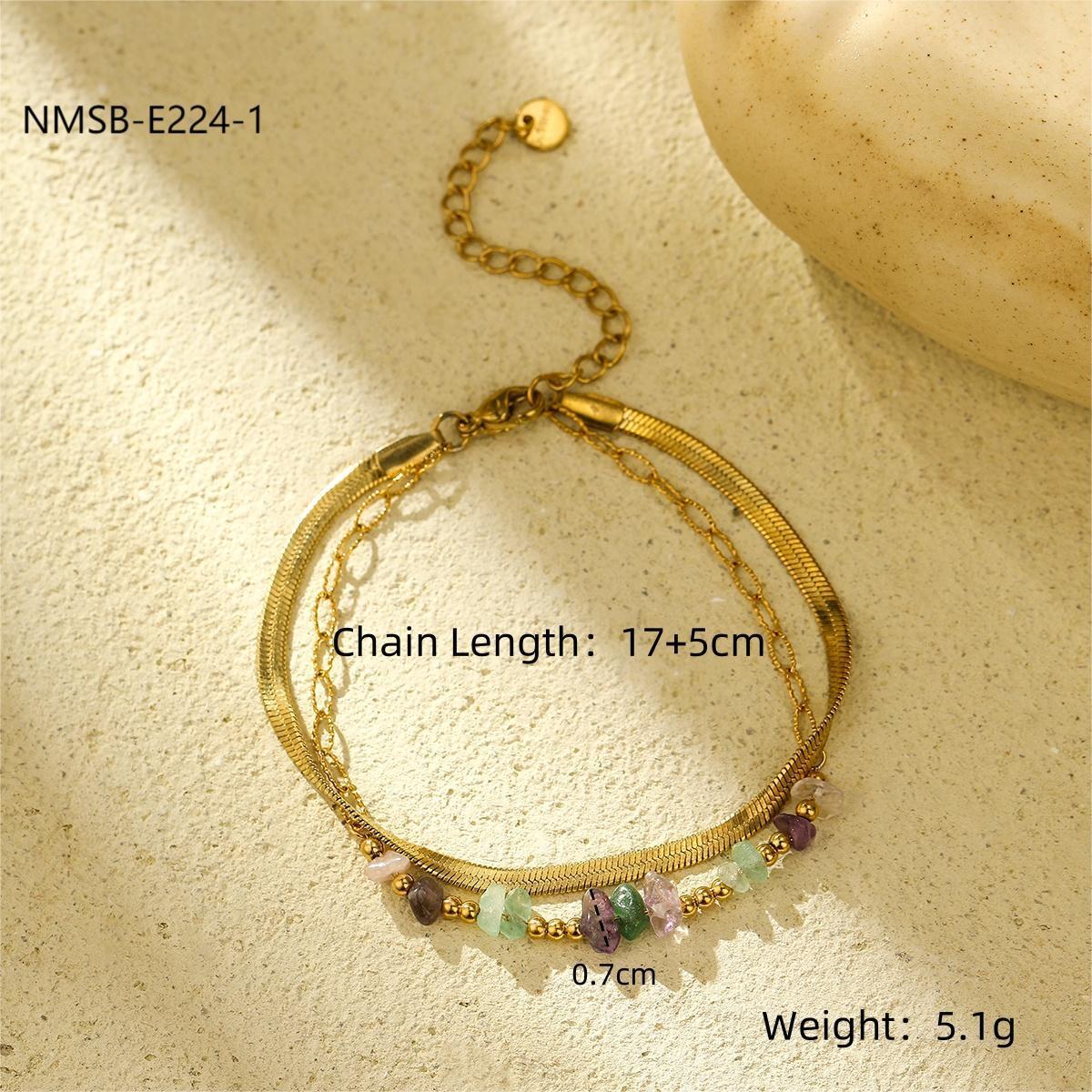 Durable Niche Ins Stainless Steel Natural Stone/Pearl Bangle