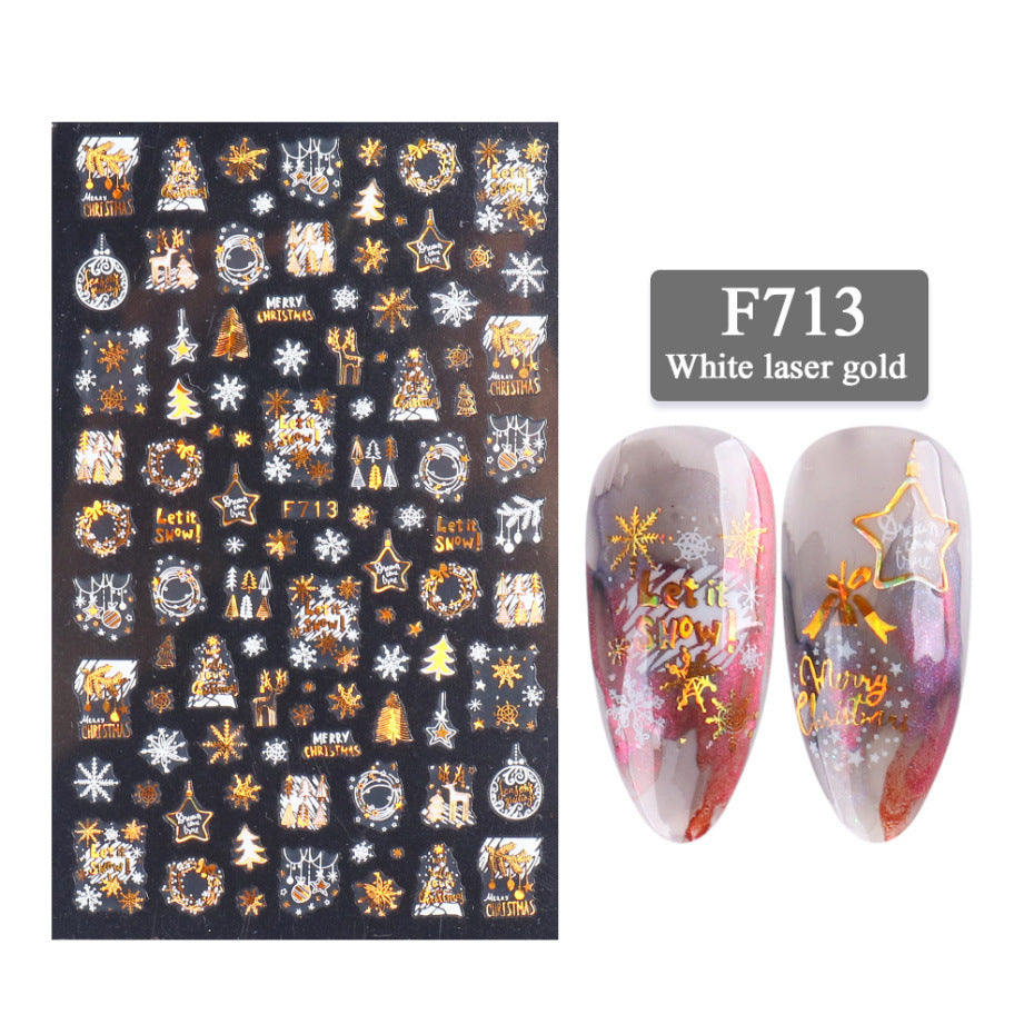 Two-Color Golden Laser Snowflake Nail Art Decals