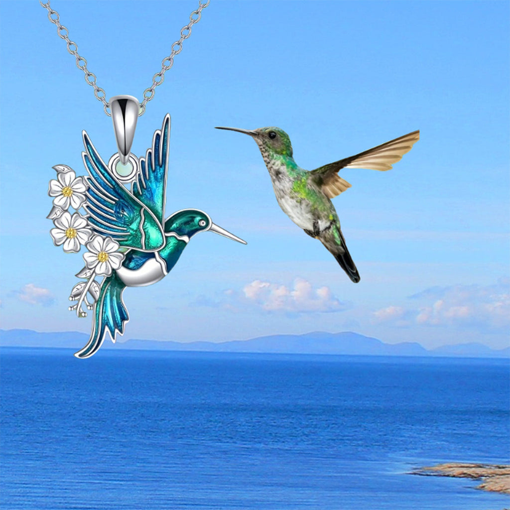 Hummingbird Pendant & Drop Earring Set