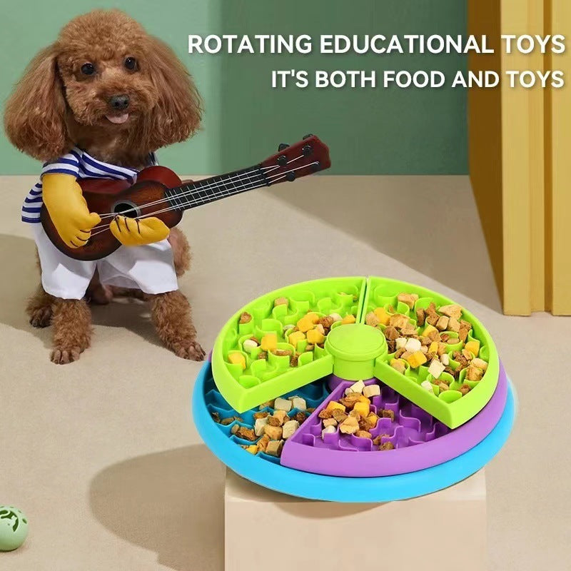 Dog & Cat Puzzle Feeder: Anti-Choking Slow Food Bowl with Rotating Game Board