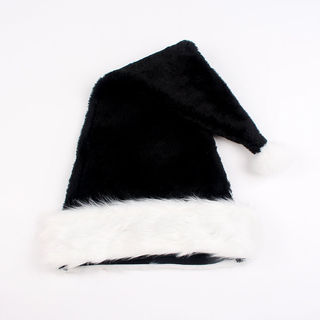 Halloween & Christmas Black Plush Santa Hat