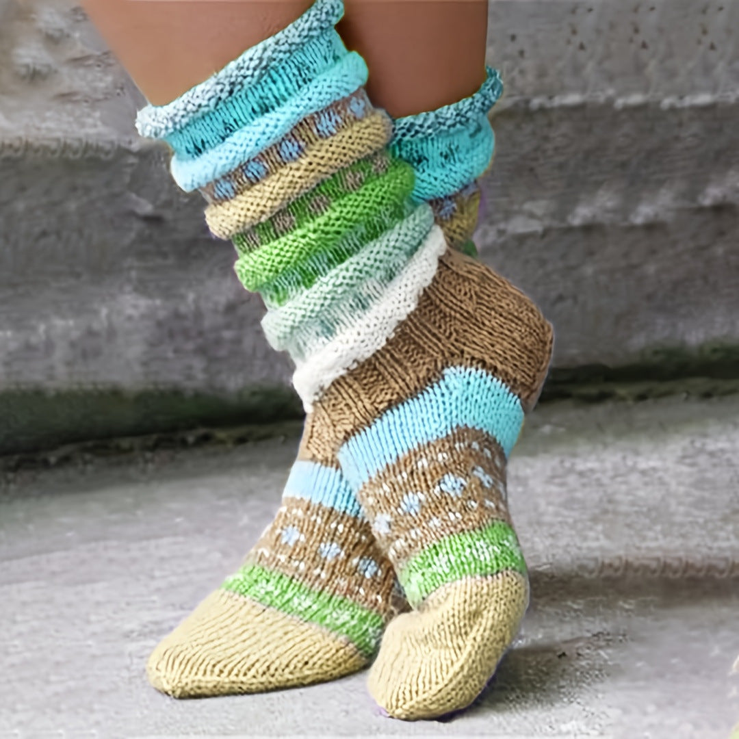 Fashion Warm Wool Blend Color Match Socks