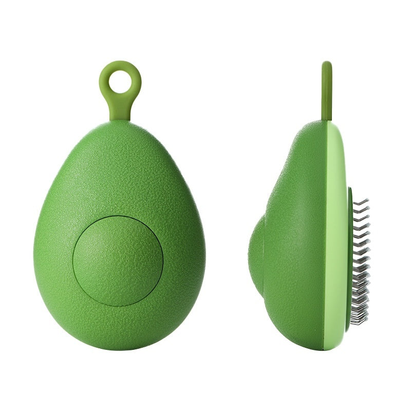 Cute Avocado Cat Brush | Self-Cleaning Stainless Steel Pet Hair Removal Tool