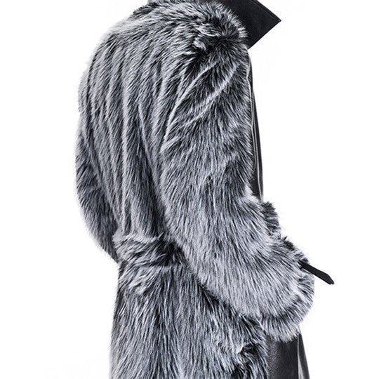 Men's Long Leather Wind Coat | Cotton Padded Thickened Thermal Outerwear